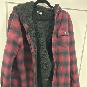 Vans men’s size small Sherpa hooded flannel shirt